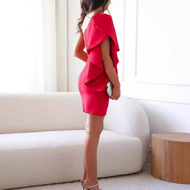 Natasha | Draped Mini Dress with One Shoulder