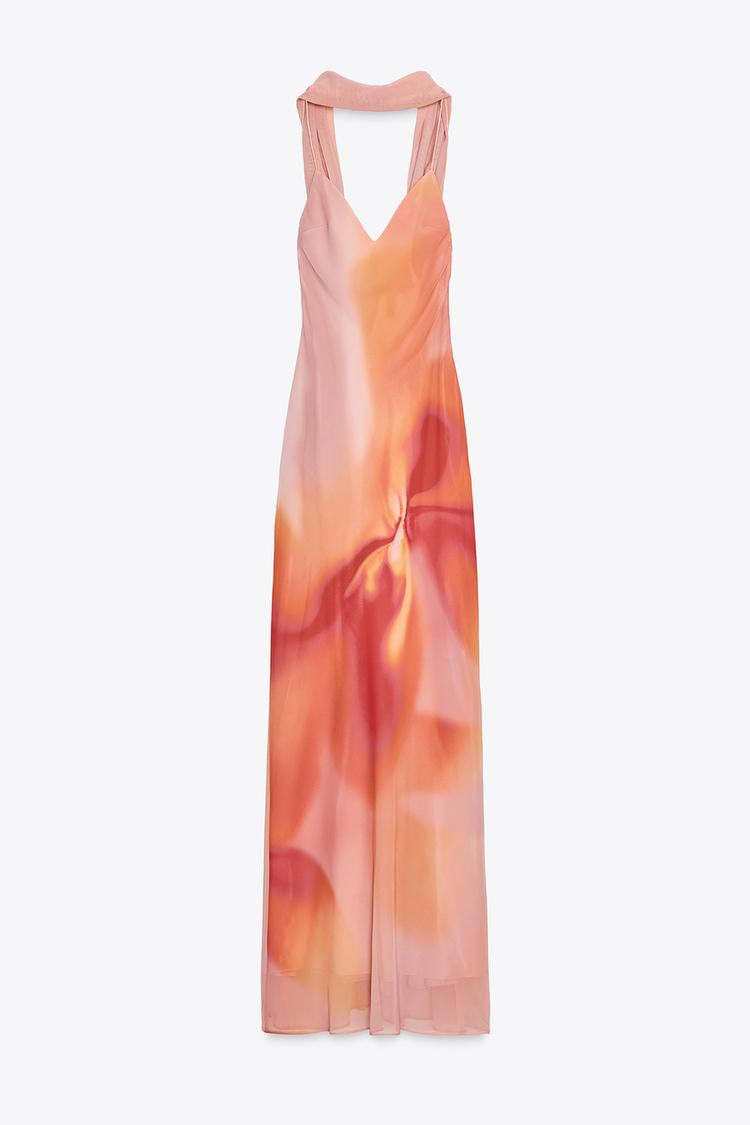 Tracy™ - Long Printed Dress With Scarf