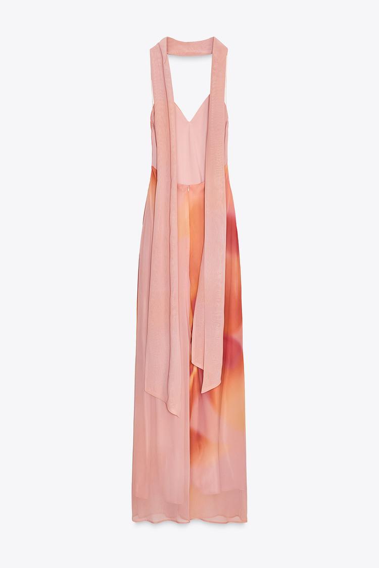 Tracy™ - Long Printed Dress With Scarf