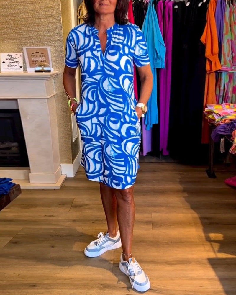 JULIA | PRINT DRESS WITH V-NECK