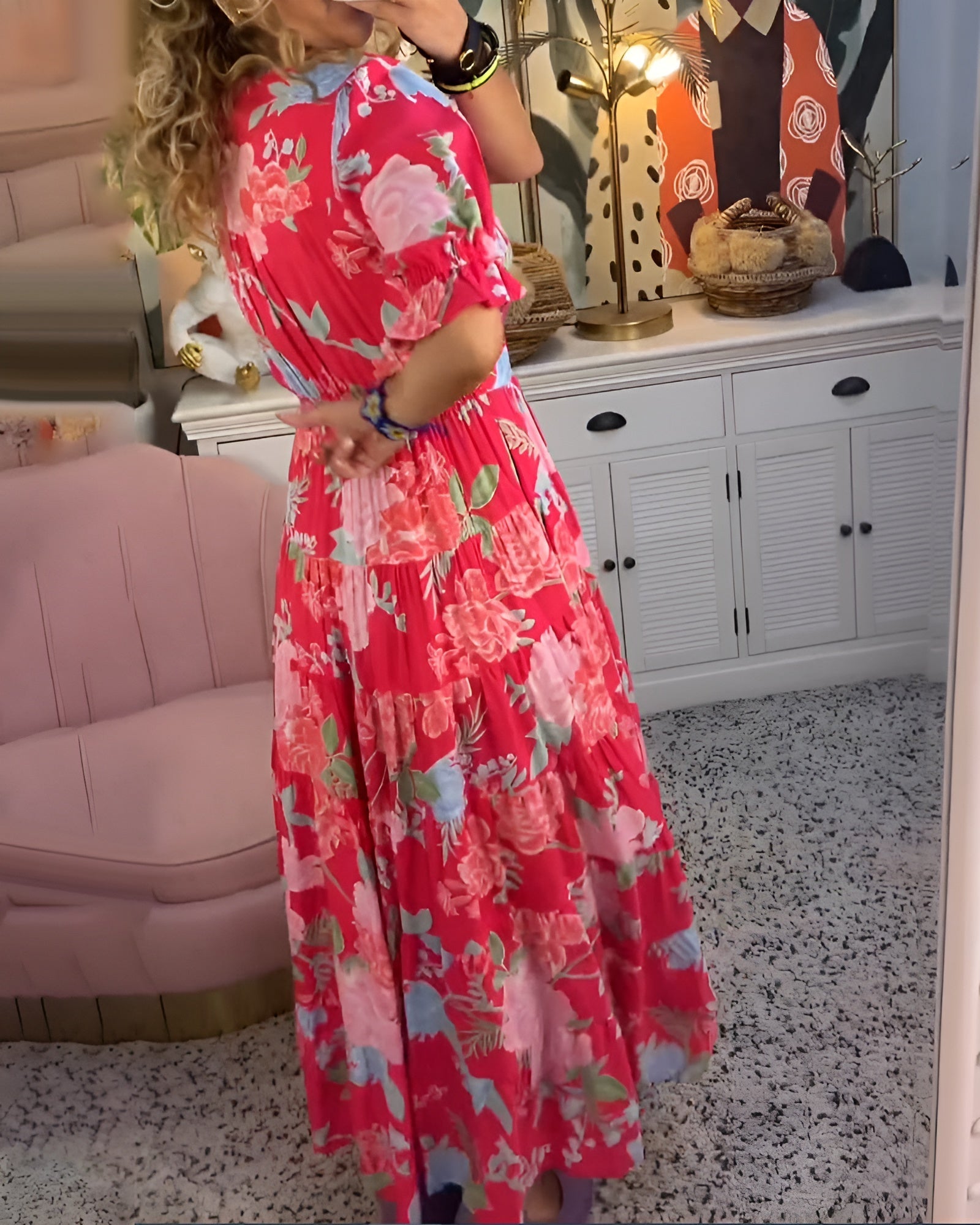 Cara | Floral Print V-Neck Pocket Dress