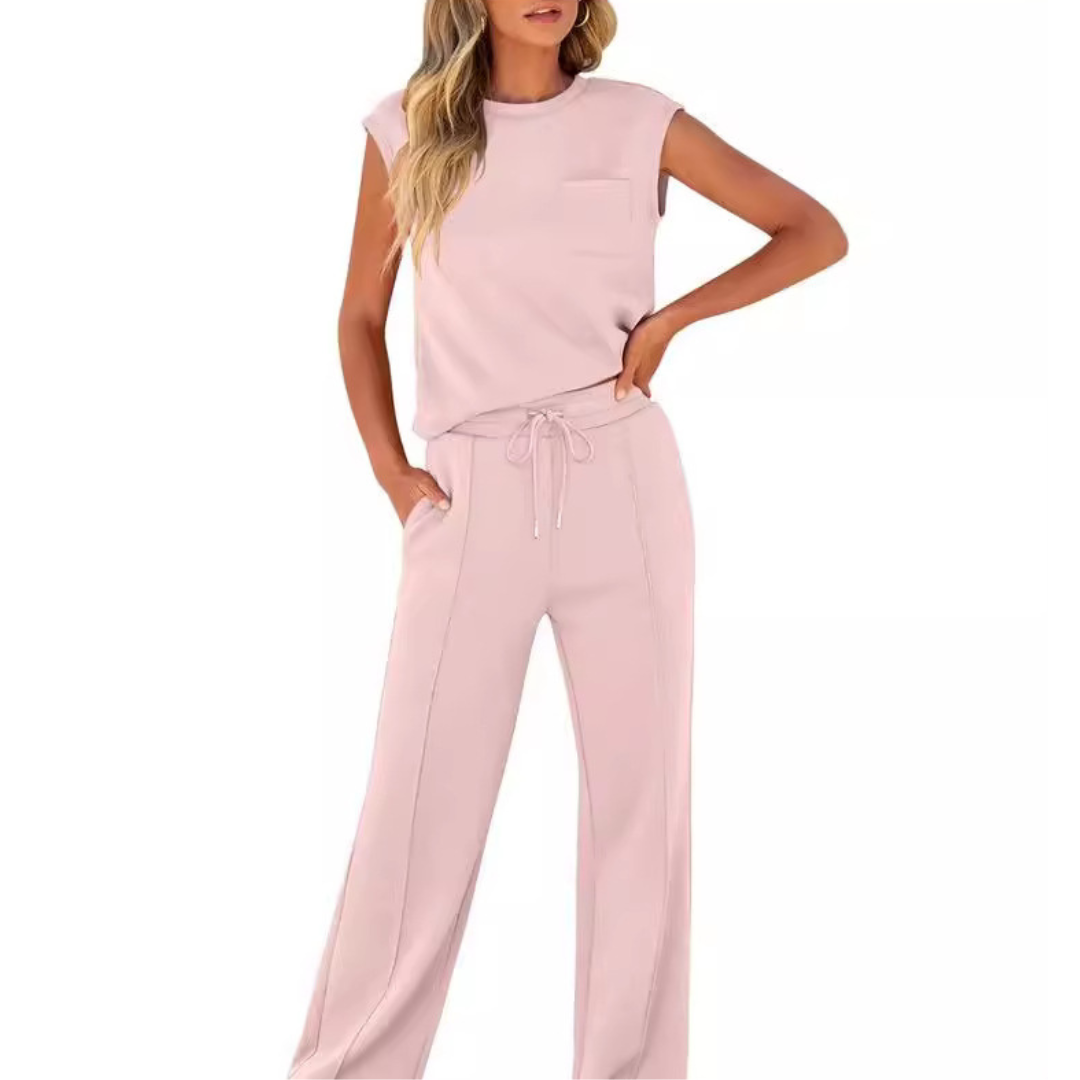 Kamila | Two-Piece Sleeveless Top and Trousers with Waist Drawstring
