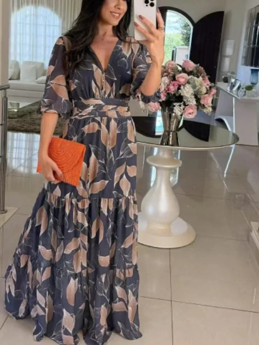 CLAUDIA | Long Floral Dress with Comfortable Fit for Elegant Days