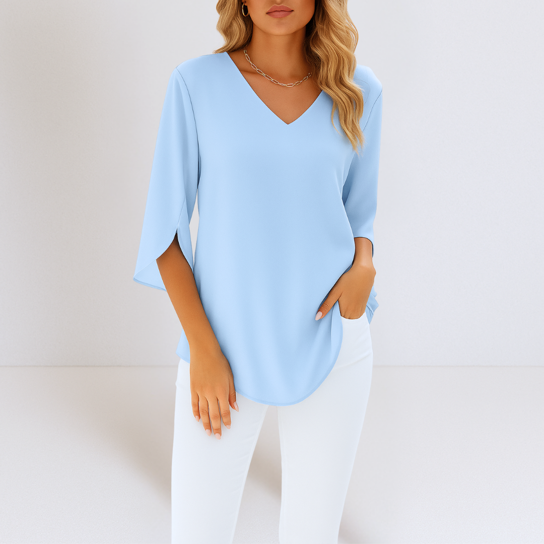 Sophie™ | Elegant V-Neck Blouse with Split Sleeves