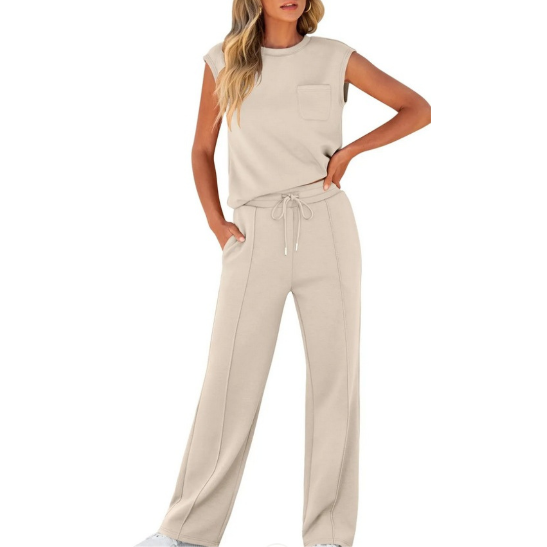Kamila | Two-Piece Sleeveless Top and Trousers with Waist Drawstring