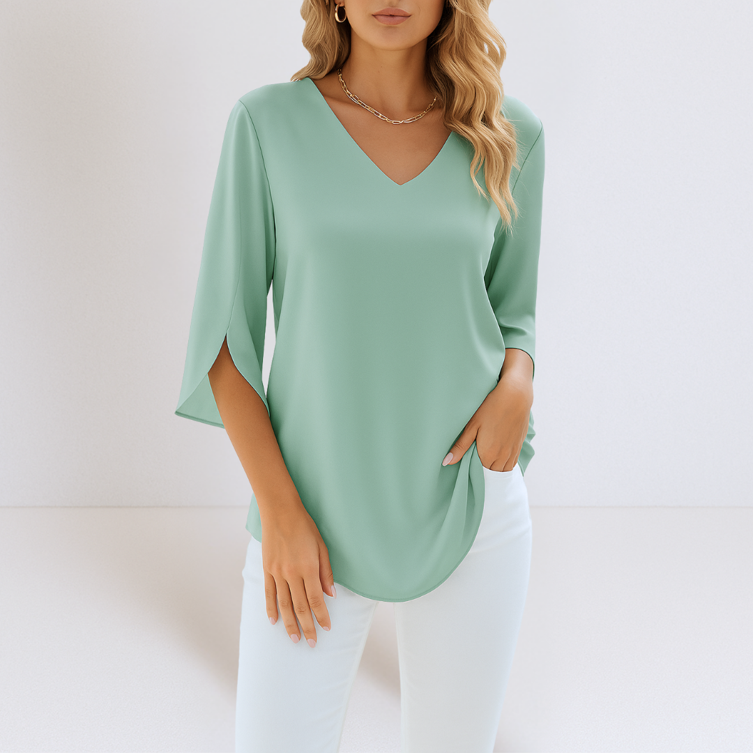 Sophie™ | Elegant V-Neck Blouse with Split Sleeves