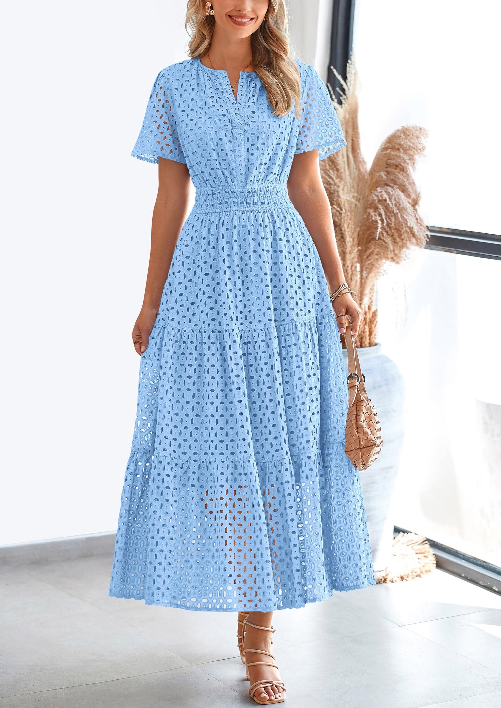 Lina™ | Eyelet Elegance Summer Dress