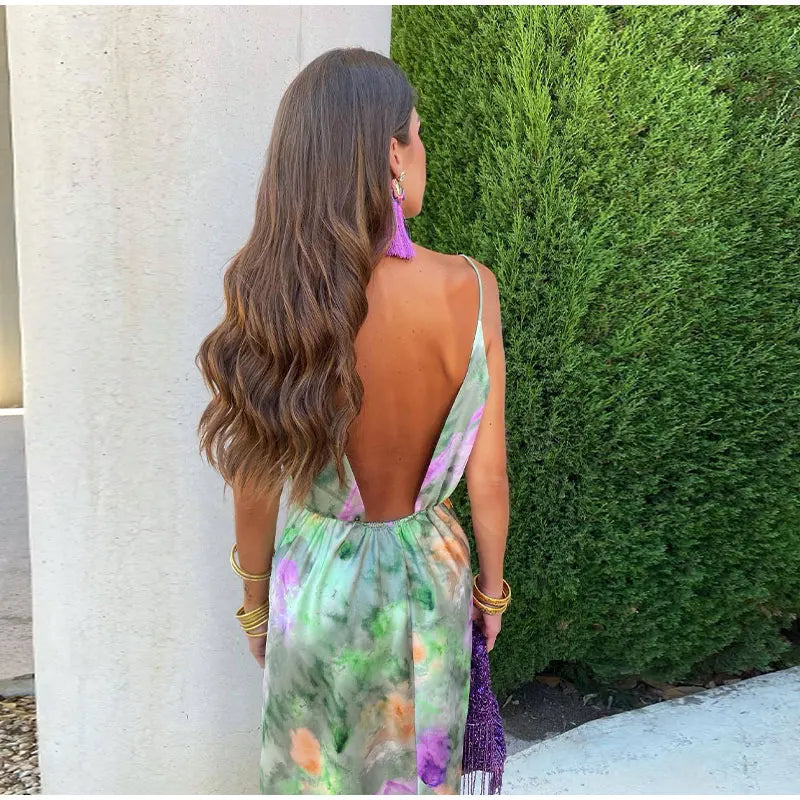 Anisten – Stylish Halo-Dye Maxi Dress with Detachable Shawl