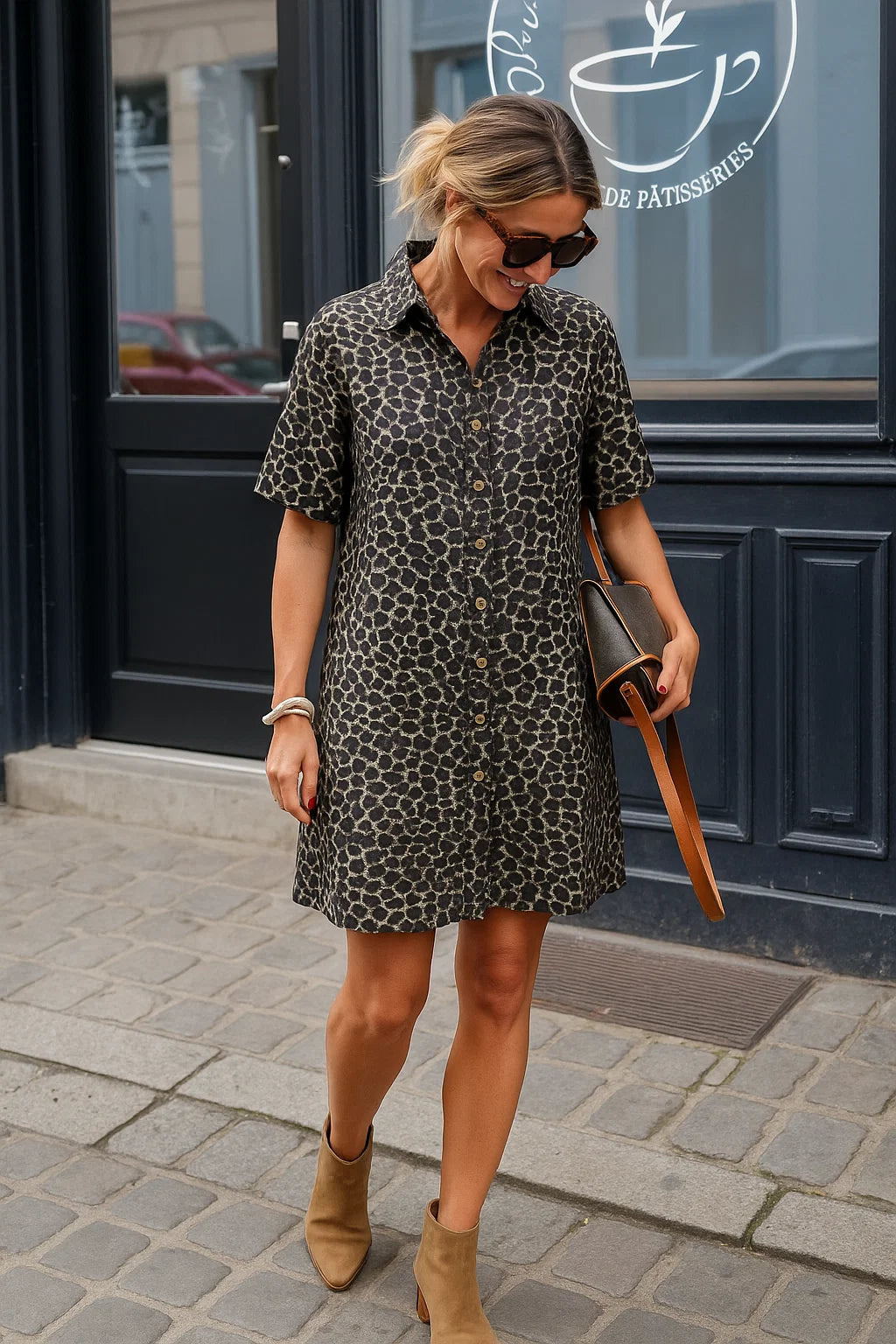 Nonette™ | Shirt Dress with Leopard Print