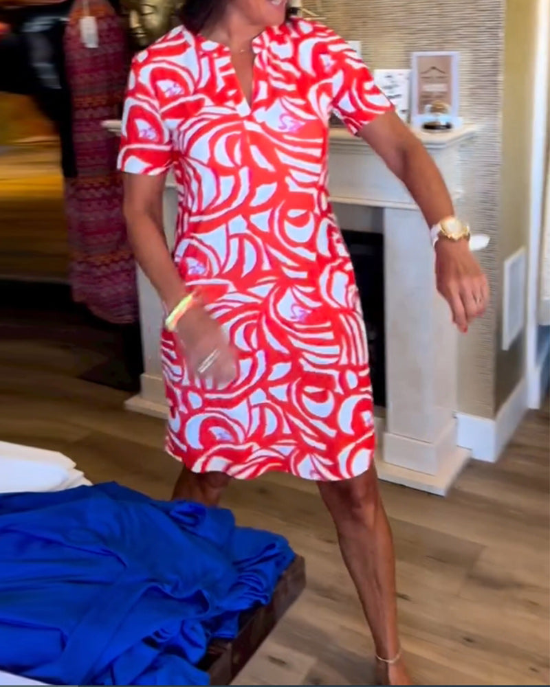 JULIA | PRINT DRESS WITH V-NECK