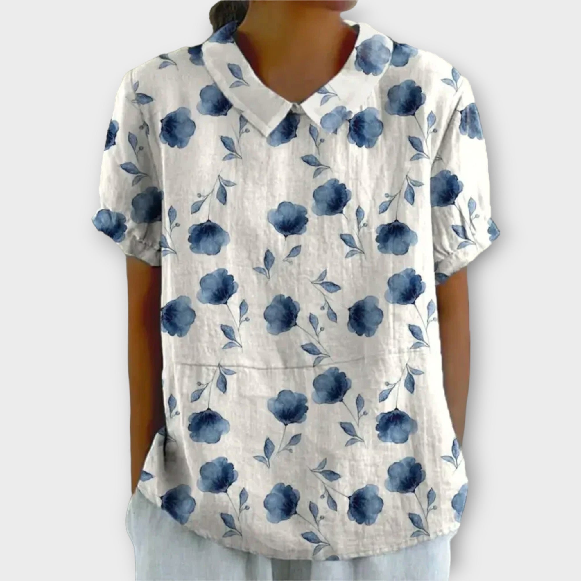 Lisa | Floral Blouse in Cotton-Linen