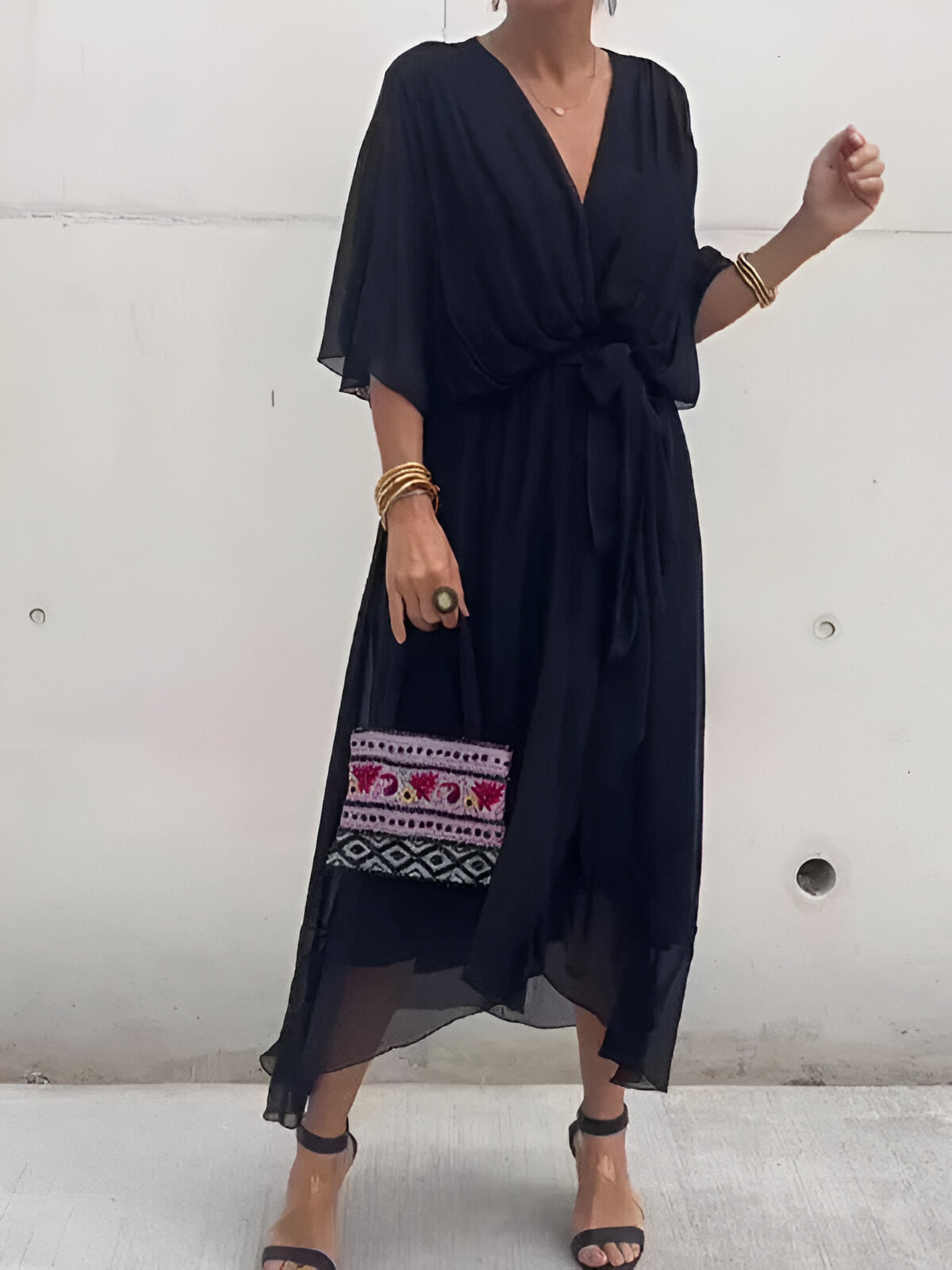 Monica™ | Chiffon Dress with V-Neckline