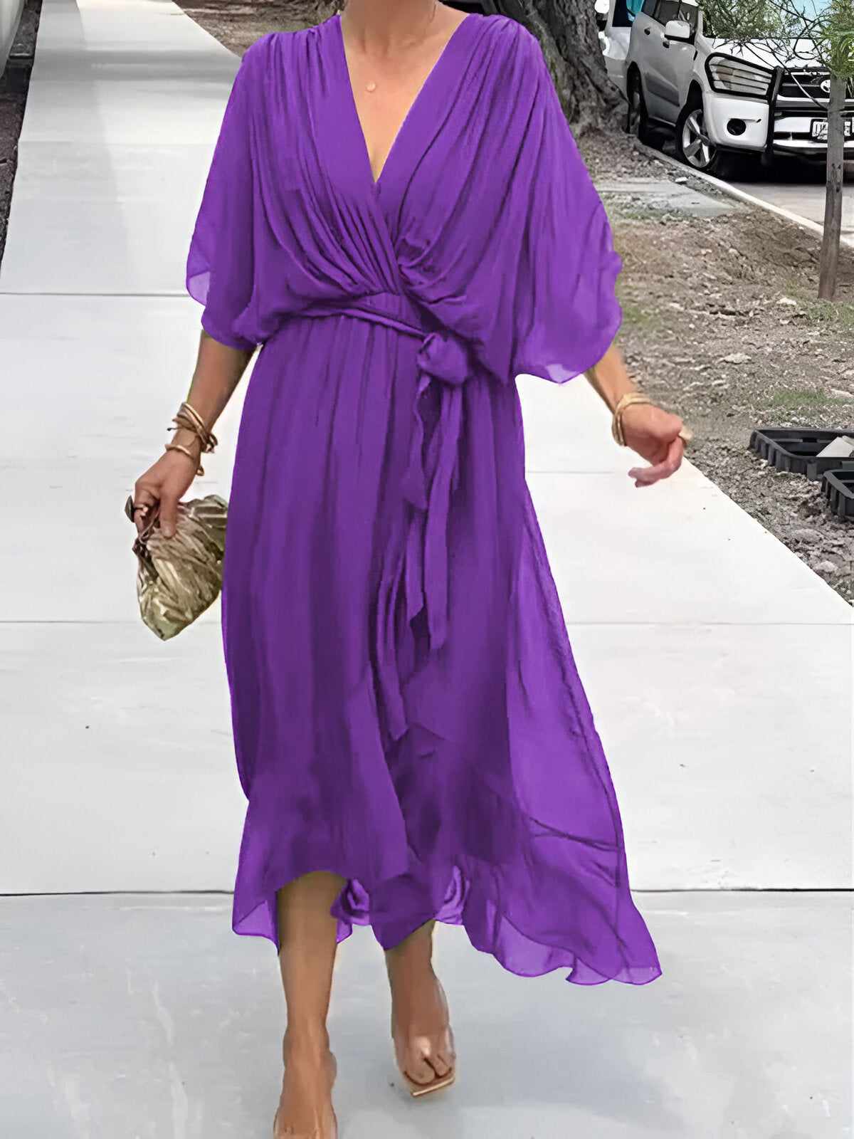 Monica™ | Chiffon Dress with V-Neckline