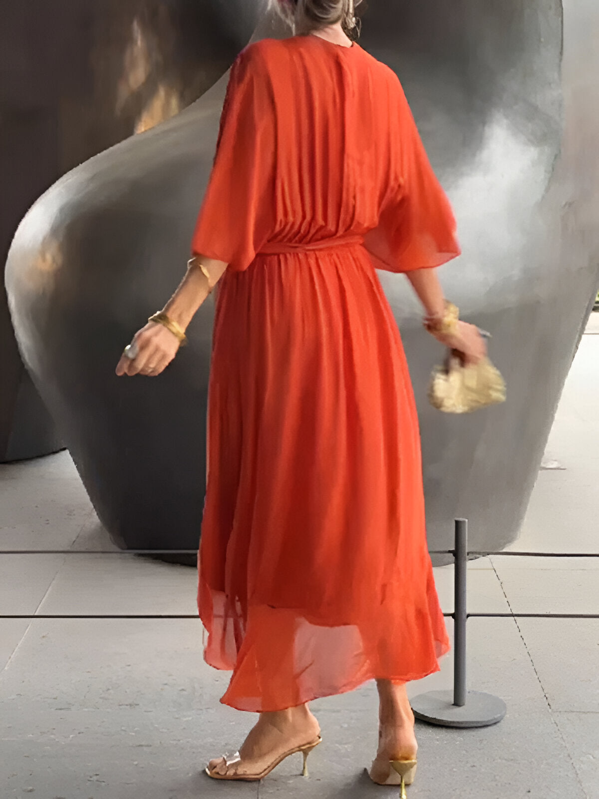 Monica™ | Chiffon Dress with V-Neckline