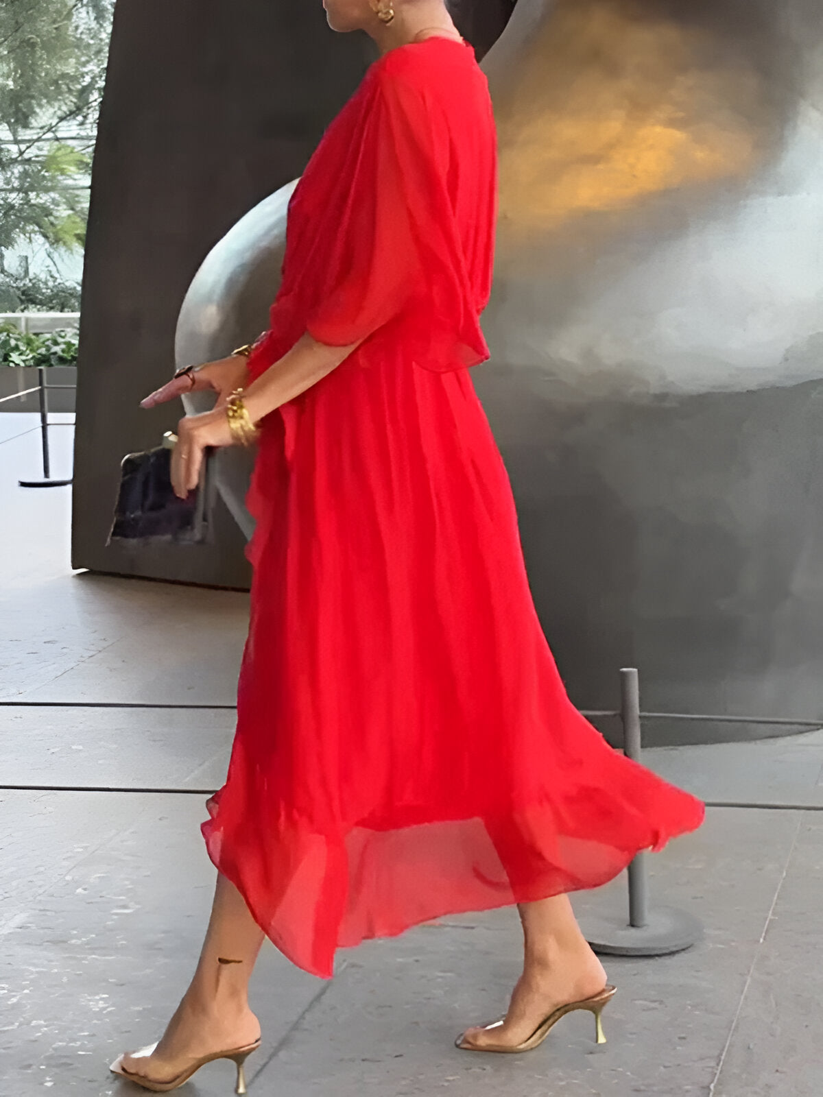 Monica™ | Chiffon Dress with V-Neckline