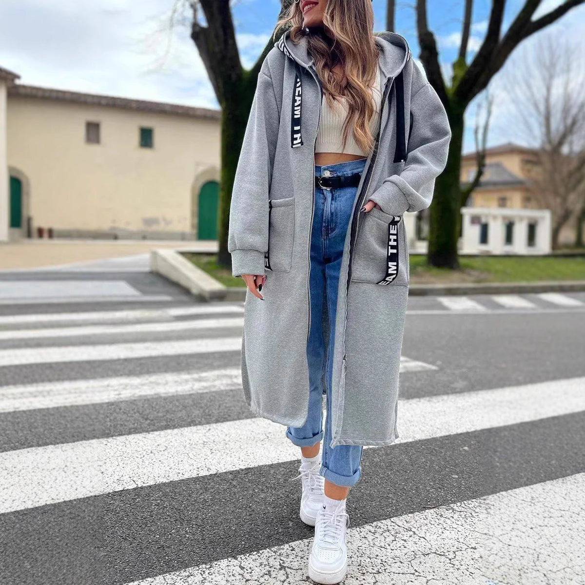 LOUISA | Women's Casual Long Coat with Open Front Design