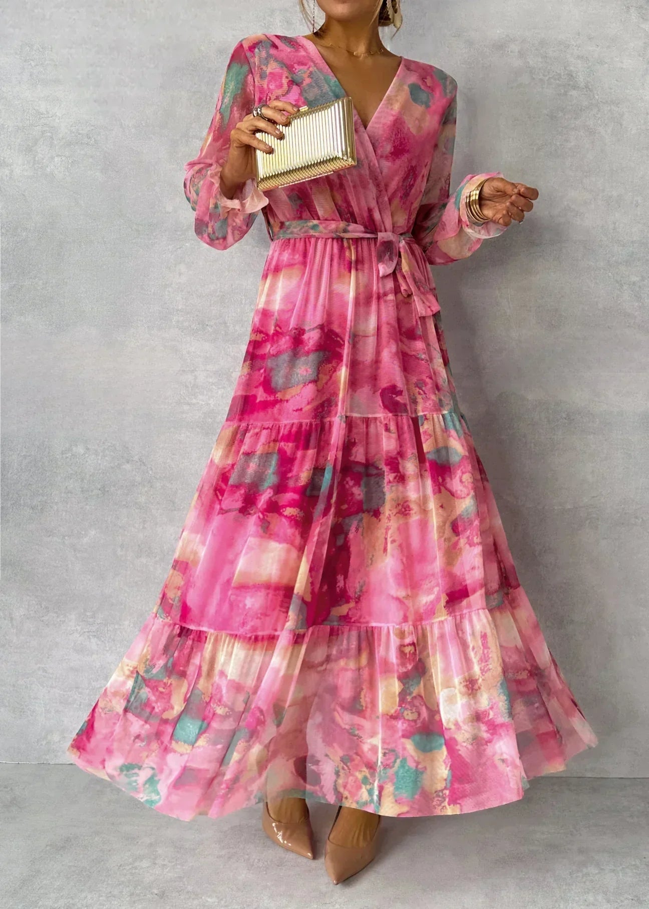 Marielle - Floral Print Wrap Maxi Dress