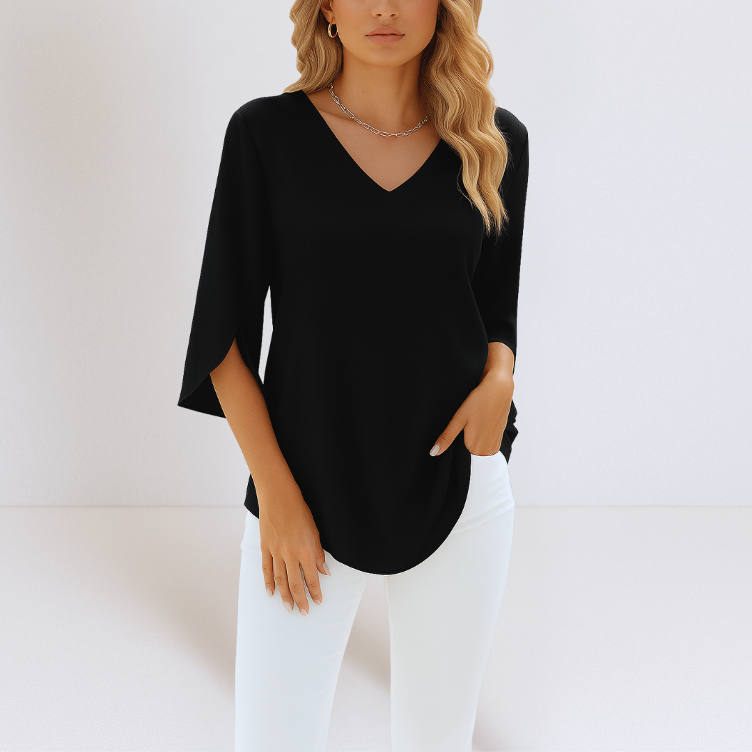 Sophie™ | Elegant V-Neck Blouse with Split Sleeves
