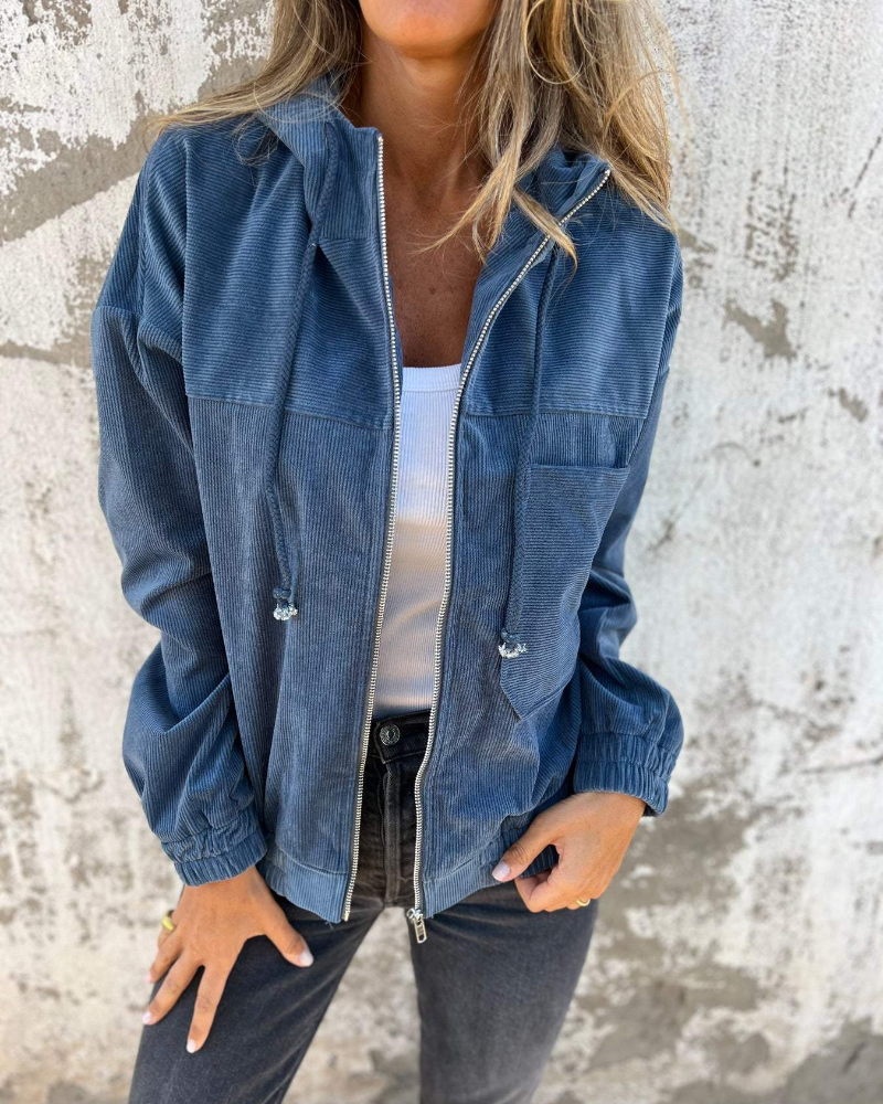 Ella™ | Corduroy Hooded Jacket with Zip
