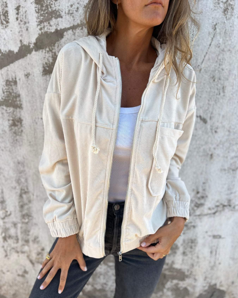 Ella™ | Corduroy Hooded Jacket with Zip