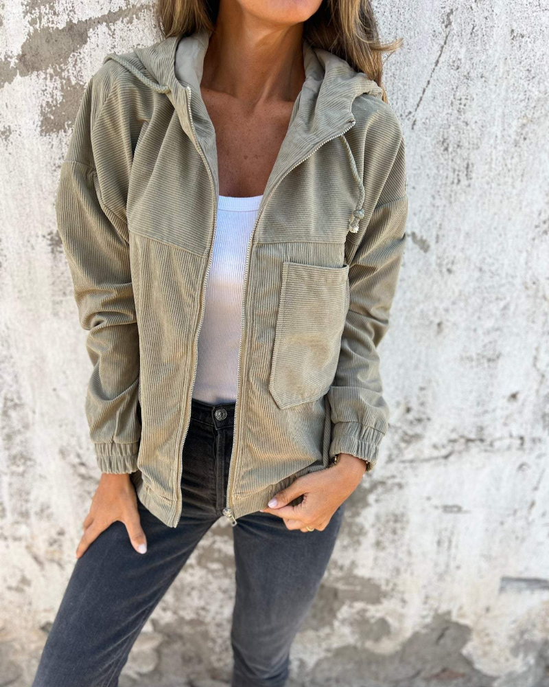Ella™ | Corduroy Hooded Jacket with Zip