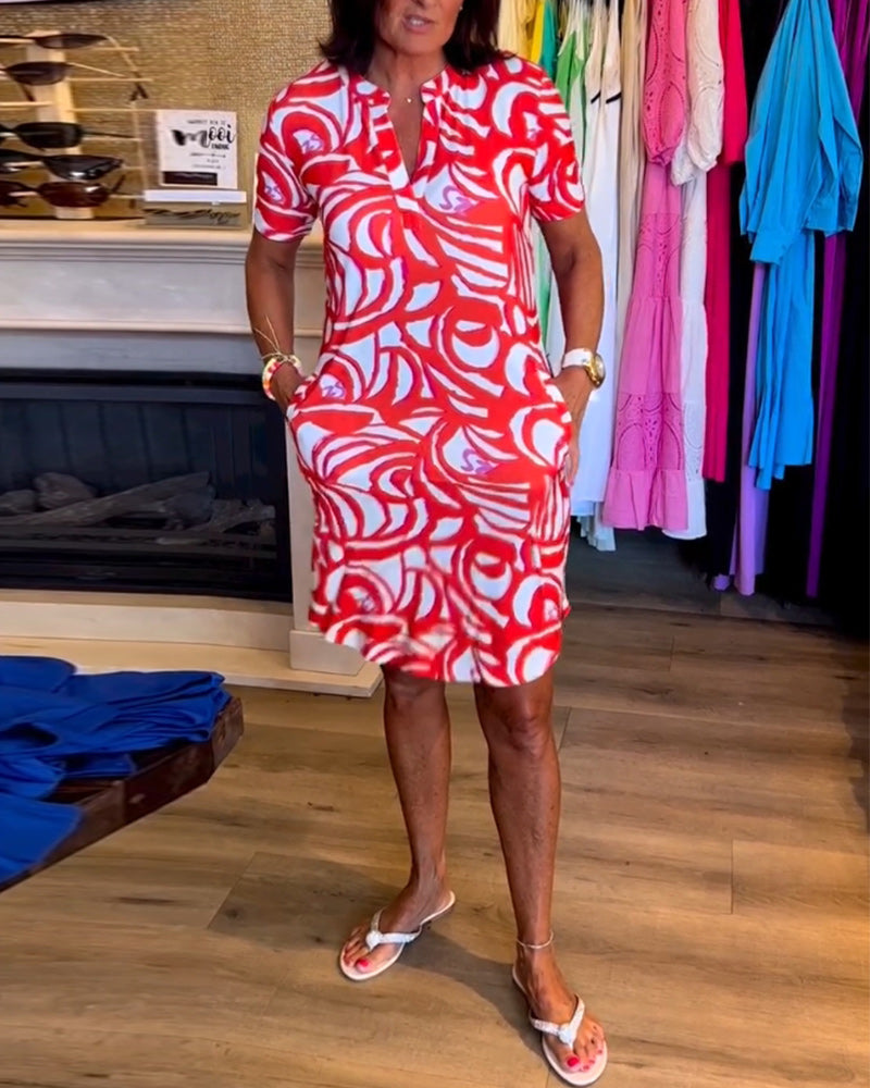 JULIA | PRINT DRESS WITH V-NECK