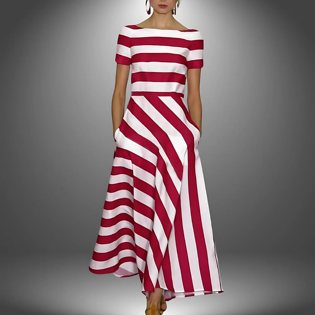Berry – Light and Airy Dress in Subtle Stripes