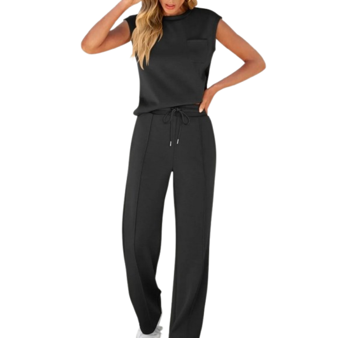 Kamila | Two-Piece Sleeveless Top and Trousers with Waist Drawstring