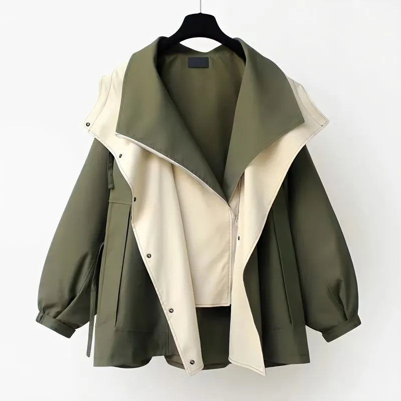 NATI | Dual-Layer Hooded Jacket with Snap and Zipper Closure