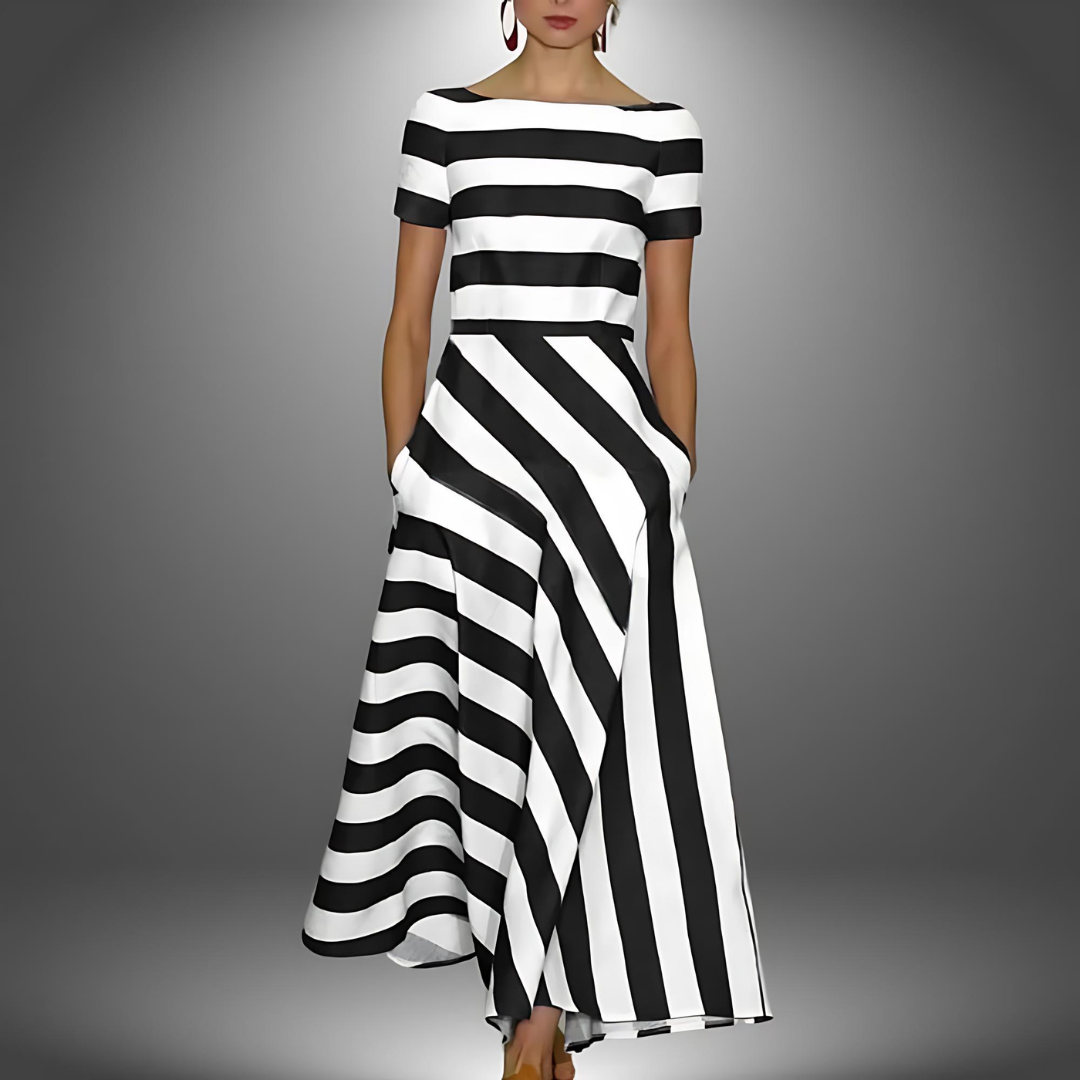 Berry – Light and Airy Dress in Subtle Stripes
