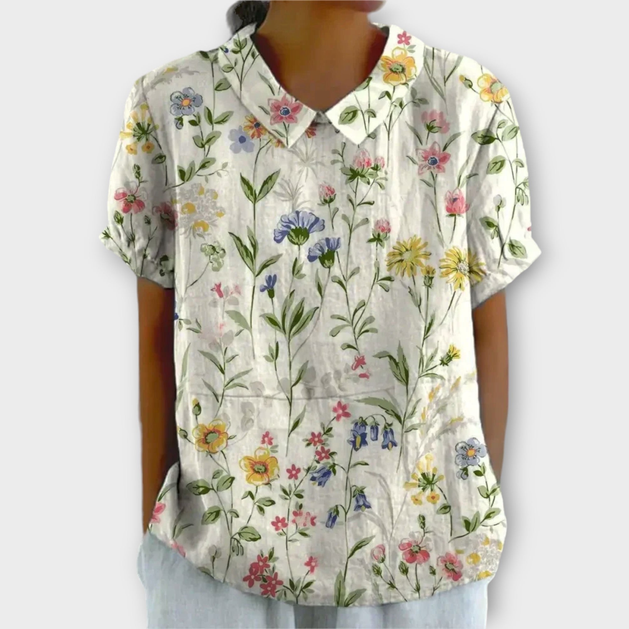 Lisa | Floral Blouse in Cotton-Linen