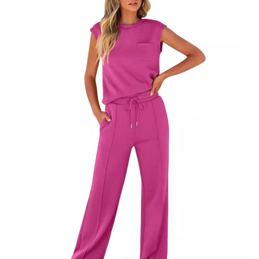 Kamila | Two-Piece Sleeveless Top and Trousers with Waist Drawstring