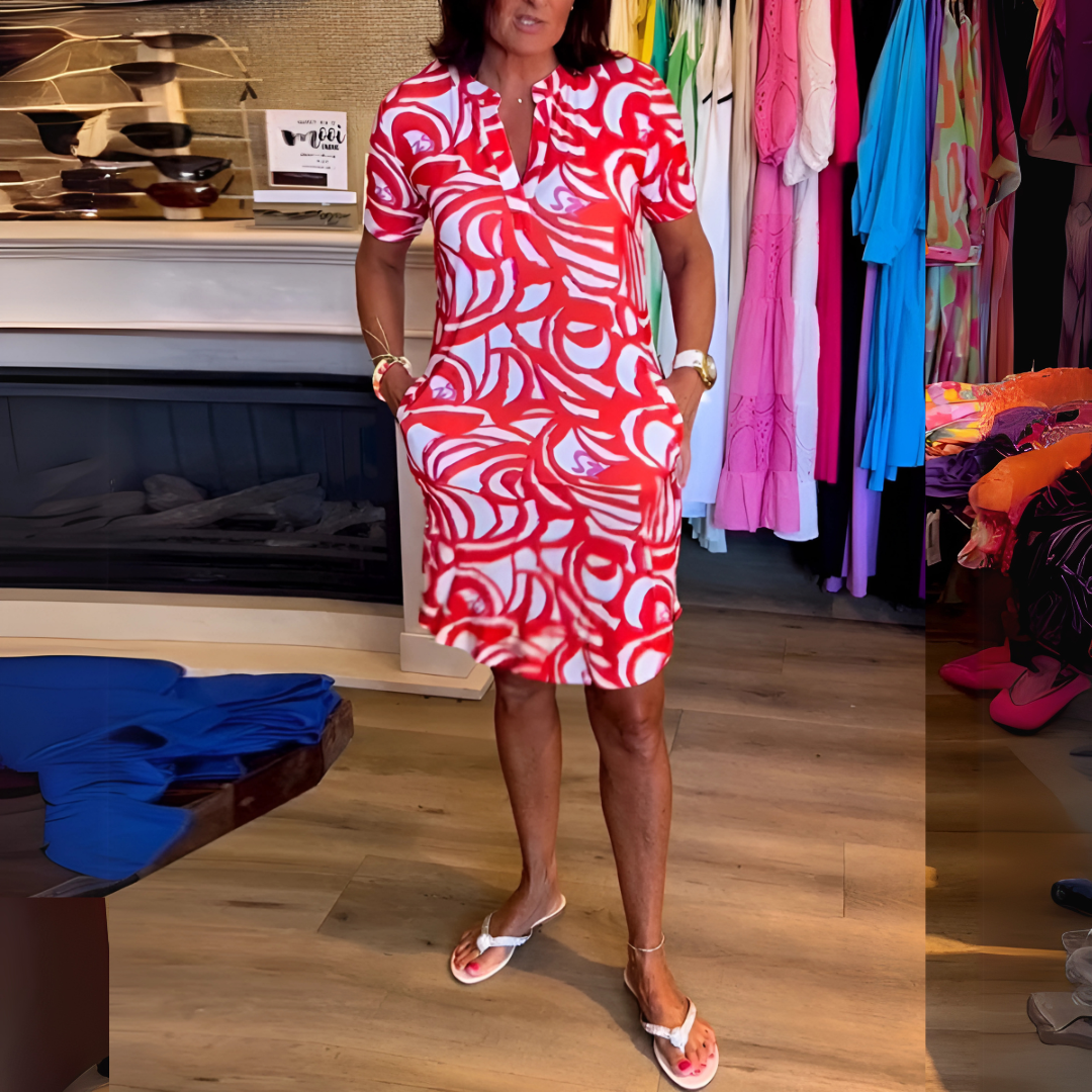 JULIA | PRINT DRESS WITH V-NECK