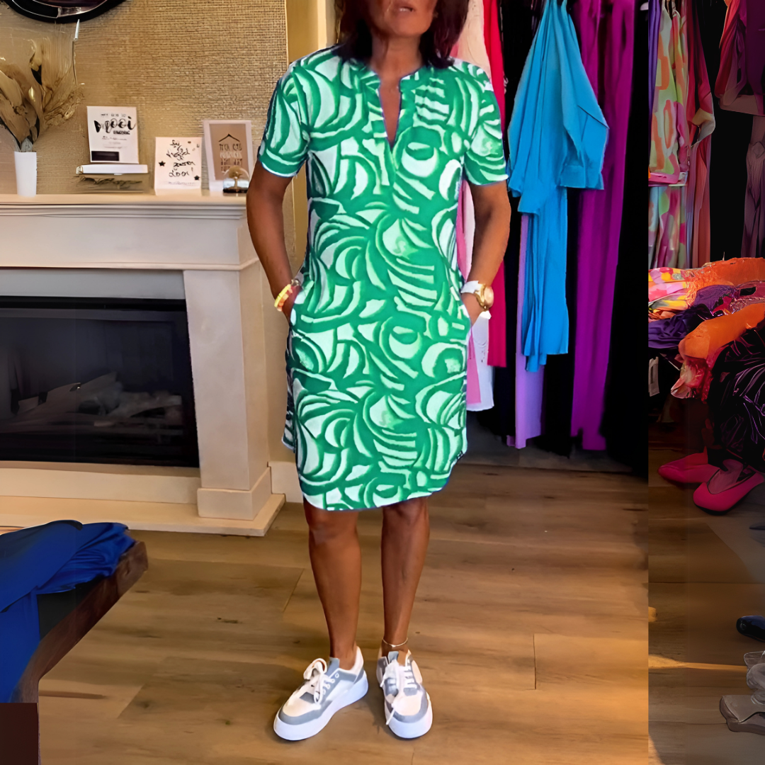 JULIA | PRINT DRESS WITH V-NECK