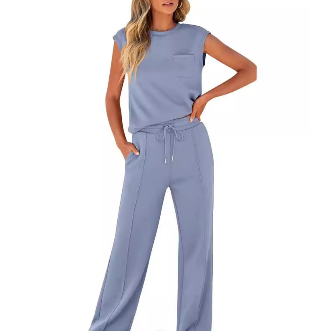 Kamila | Two-Piece Sleeveless Top and Trousers with Waist Drawstring