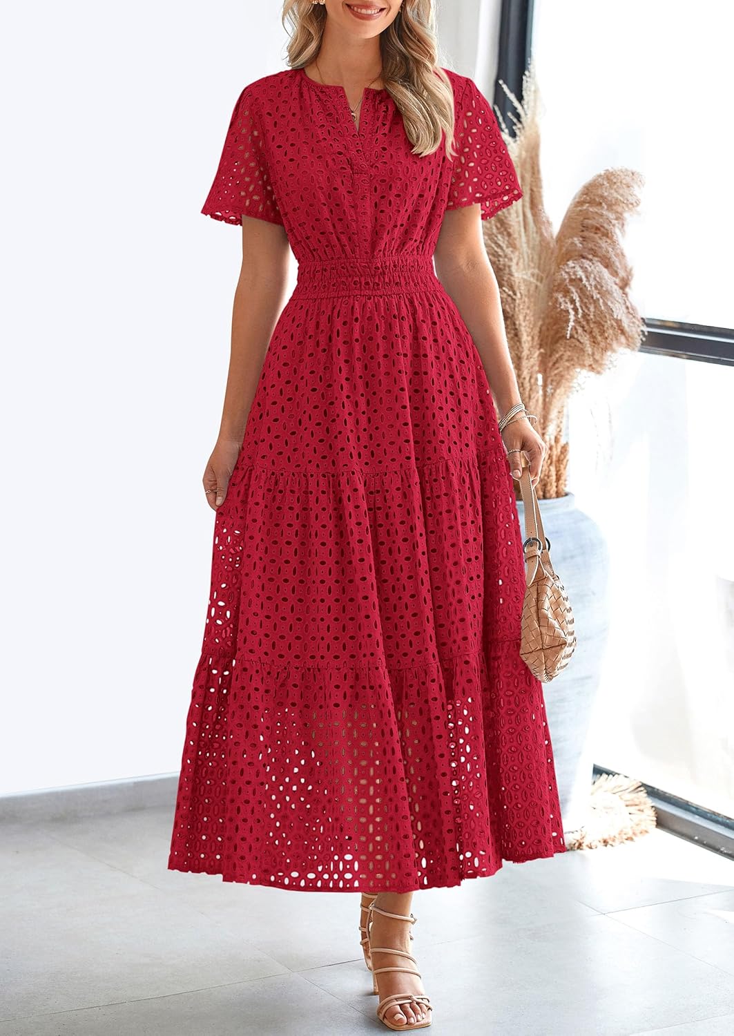 Lina™ | Eyelet Elegance Summer Dress