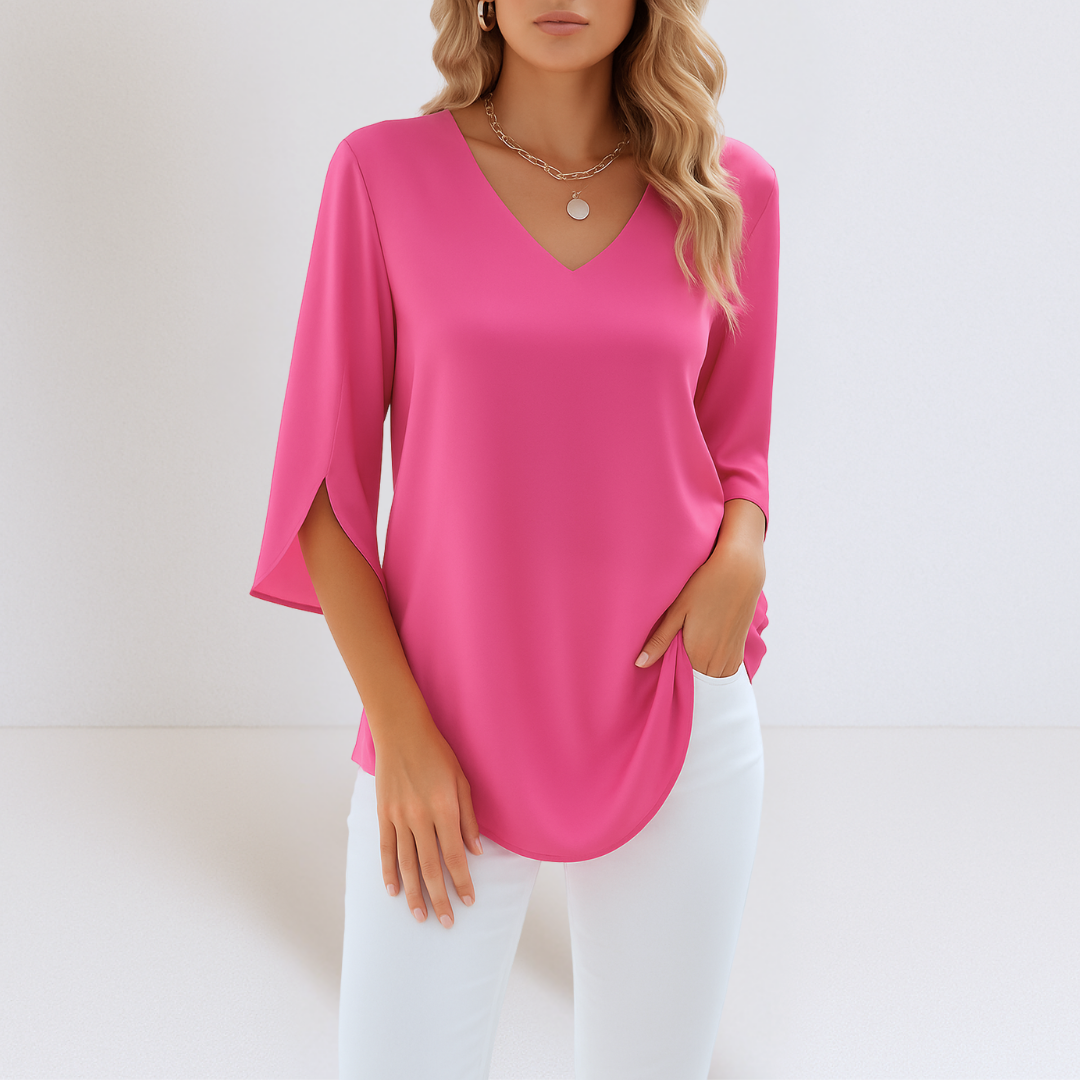 Sophie™ | Elegant V-Neck Blouse with Split Sleeves