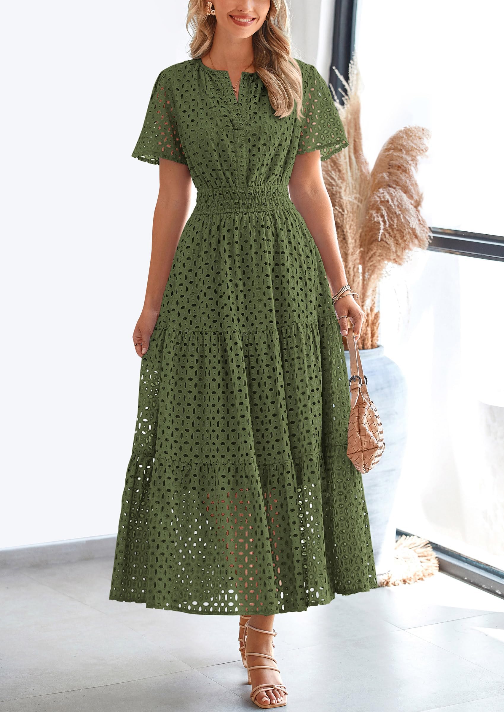 Lina™ | Eyelet Elegance Summer Dress