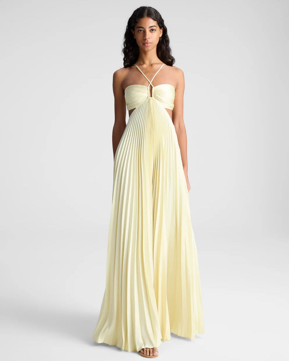 Satin Pleated Maxi Dress
