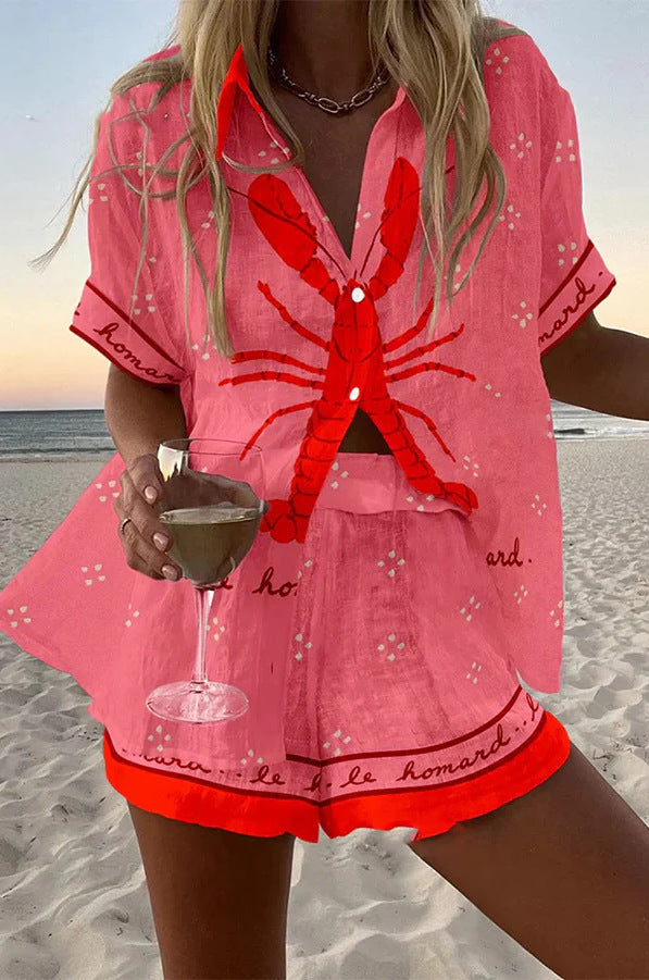 Pallina™ Pink Lobster Linen Short Set