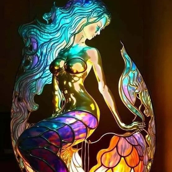 Arielle | Enchanting Colorful Glass Mermaid Lamp