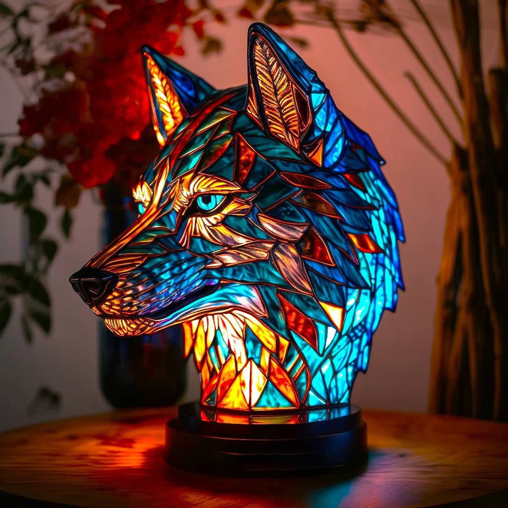 Blaze | Enchanting Colorful Glass Wolf Lamp