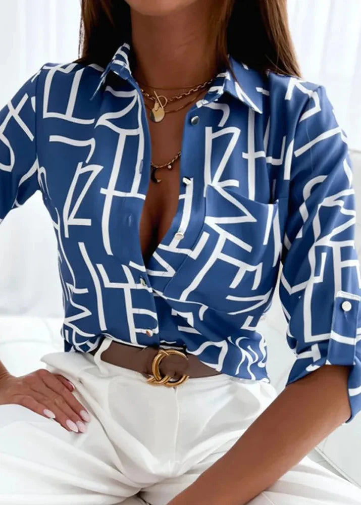Laura - Elegant Blouse with Artistic Print
