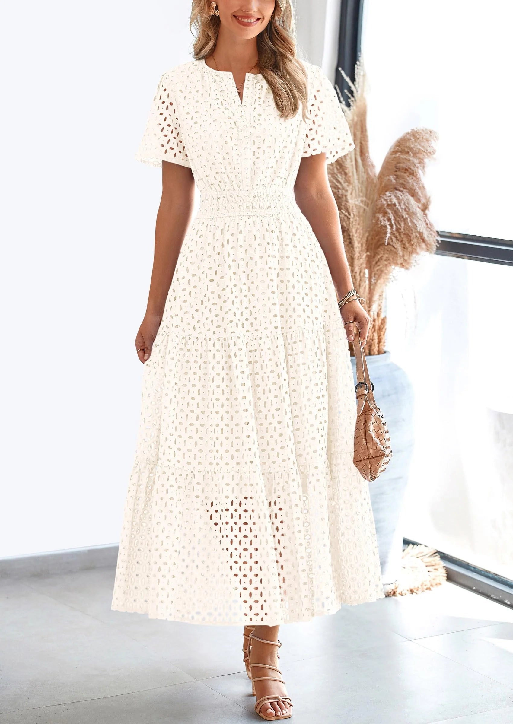 Lina™ | Eyelet Elegance Summer Dress