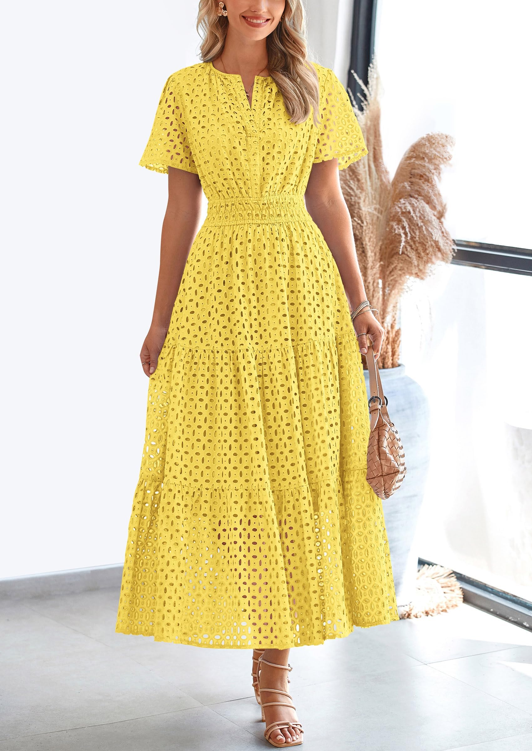 Lina™ | Eyelet Elegance Summer Dress