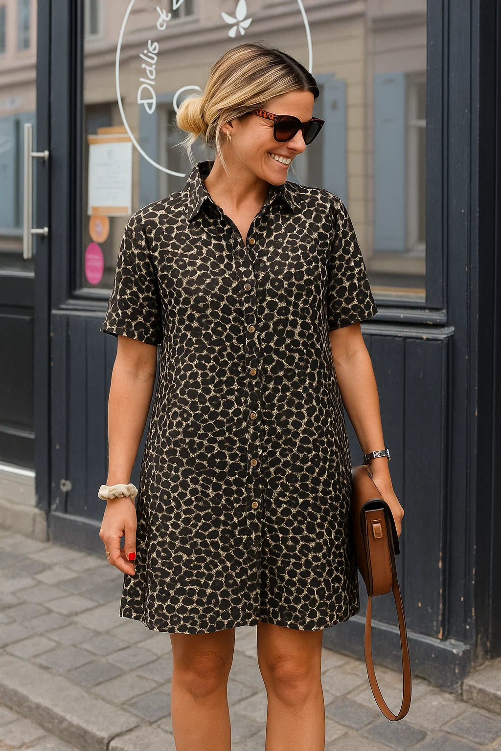 Nonette™ | Shirt Dress with Leopard Print