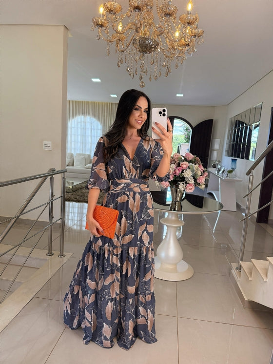 CLAUDIA | Long Floral Dress with Comfortable Fit for Elegant Days