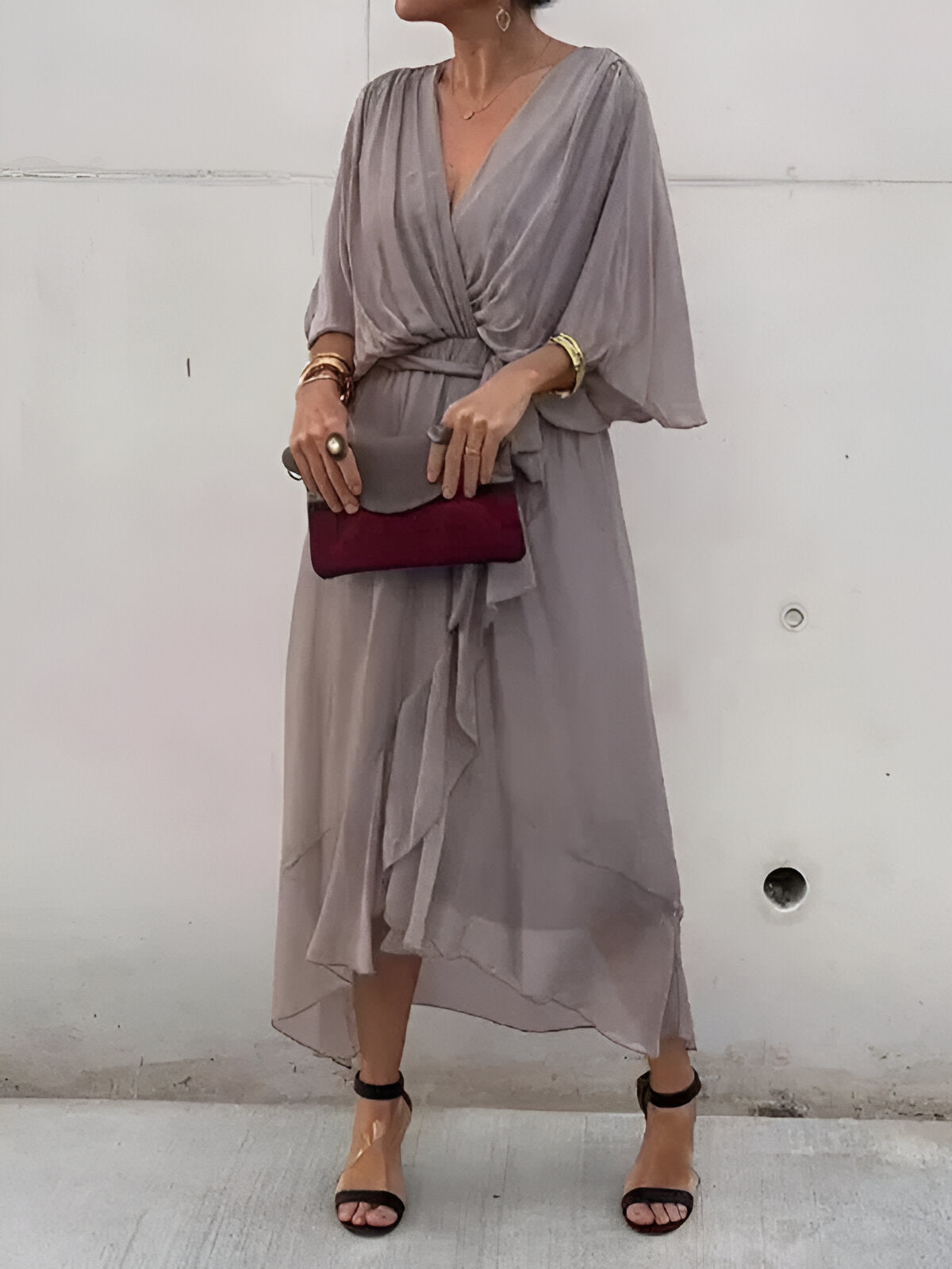 Monica™ | Chiffon Dress with V-Neckline