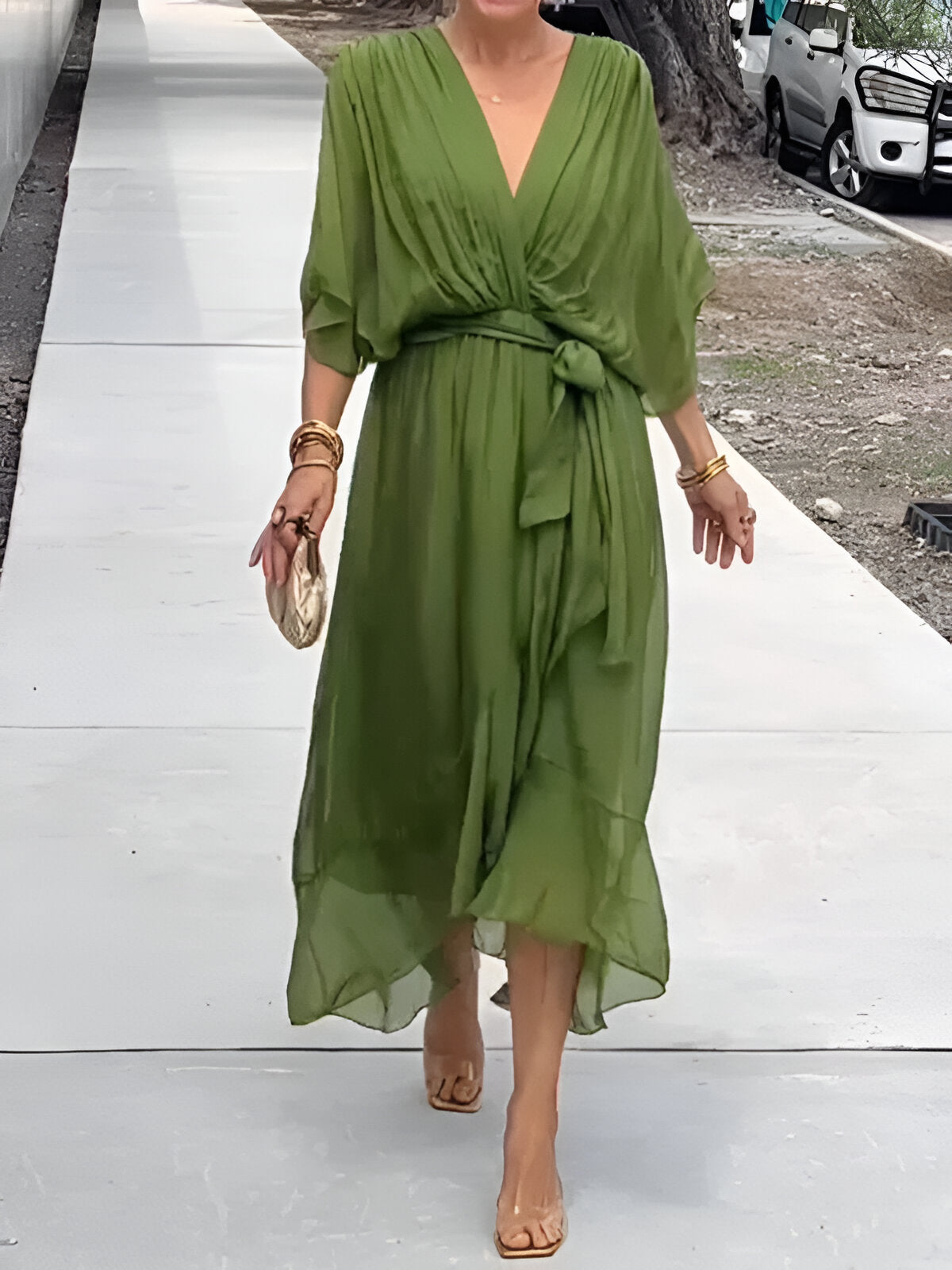 Monica™ | Chiffon Dress with V-Neckline