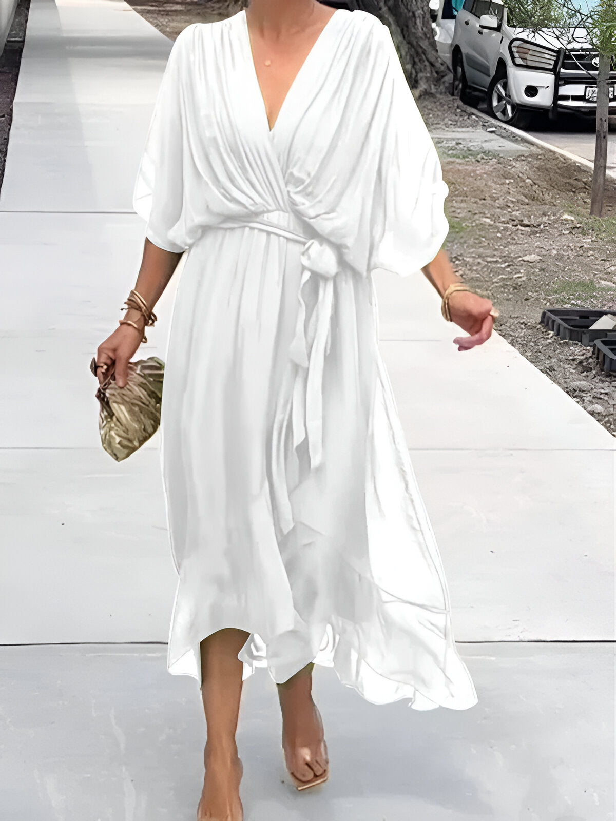 Monica™ | Chiffon Dress with V-Neckline